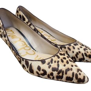 Sam Edelman Dori Sand Leopard Genuine Calf Hair Leather Pumps size 8.5